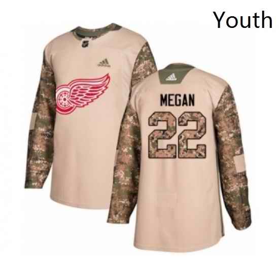 Youth Adidas Detroit Red Wings 22 Wade Megan Authentic Camo Veterans Day Practice NHL Jersey